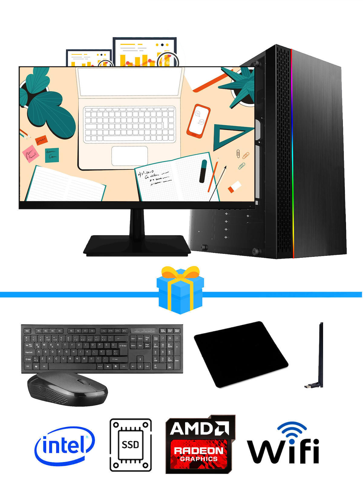 Ramtech Workforce OF510-069 Harici Radeon R5 230 Ekran Kartlı AMD Ryzen 9 i5 10400F 8 GB Ram DDR4 512 GB SSD Mid Tower
 FreeDos Masaüstü Bilgisayar