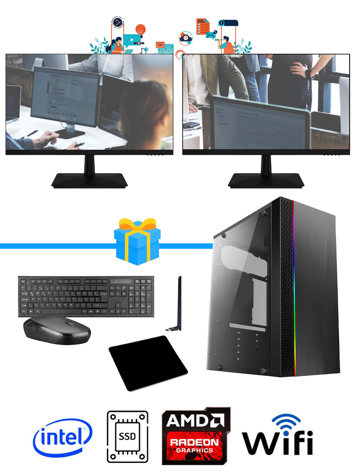Ramtech Workforce OF710-345 Harici Radeon R5 230 Ekran Kartlı AMD Ryzen 9 i7-10700F 8 GB Ram DDR4 512 GB SSD Mid Tower
 FreeDos Masaüstü Bilgisayar