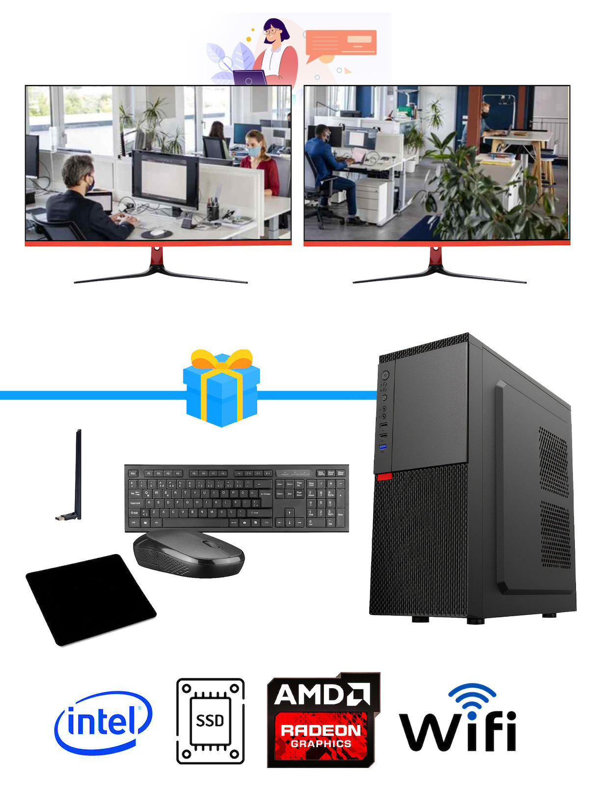 Ramtech Workforce OF510-0118 Harici Radeon R5 230 Ekran Kartlı AMD Ryzen 9 i5 10400F 16 GB Ram DDR4 128 GB SSD Mid Tower
FreeDos Masaüstü Bilgisayar