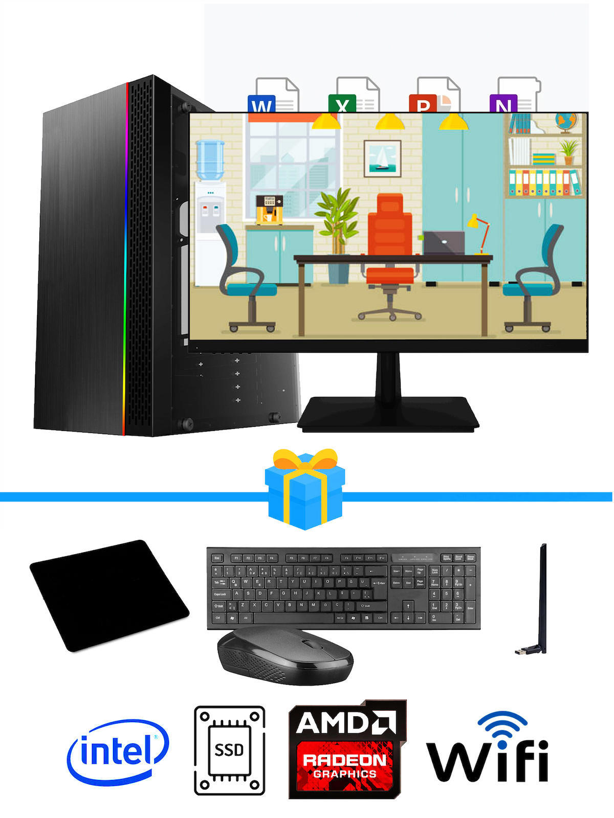 Ramtech Workforce OF510-061 Harici Radeon R5 230 Ekran Kartlı AMD Ryzen 9 i5 10400F 8 GB Ram DDR4 128 GB SSD Mid Tower
 FreeDos Masaüstü Bilgisayar