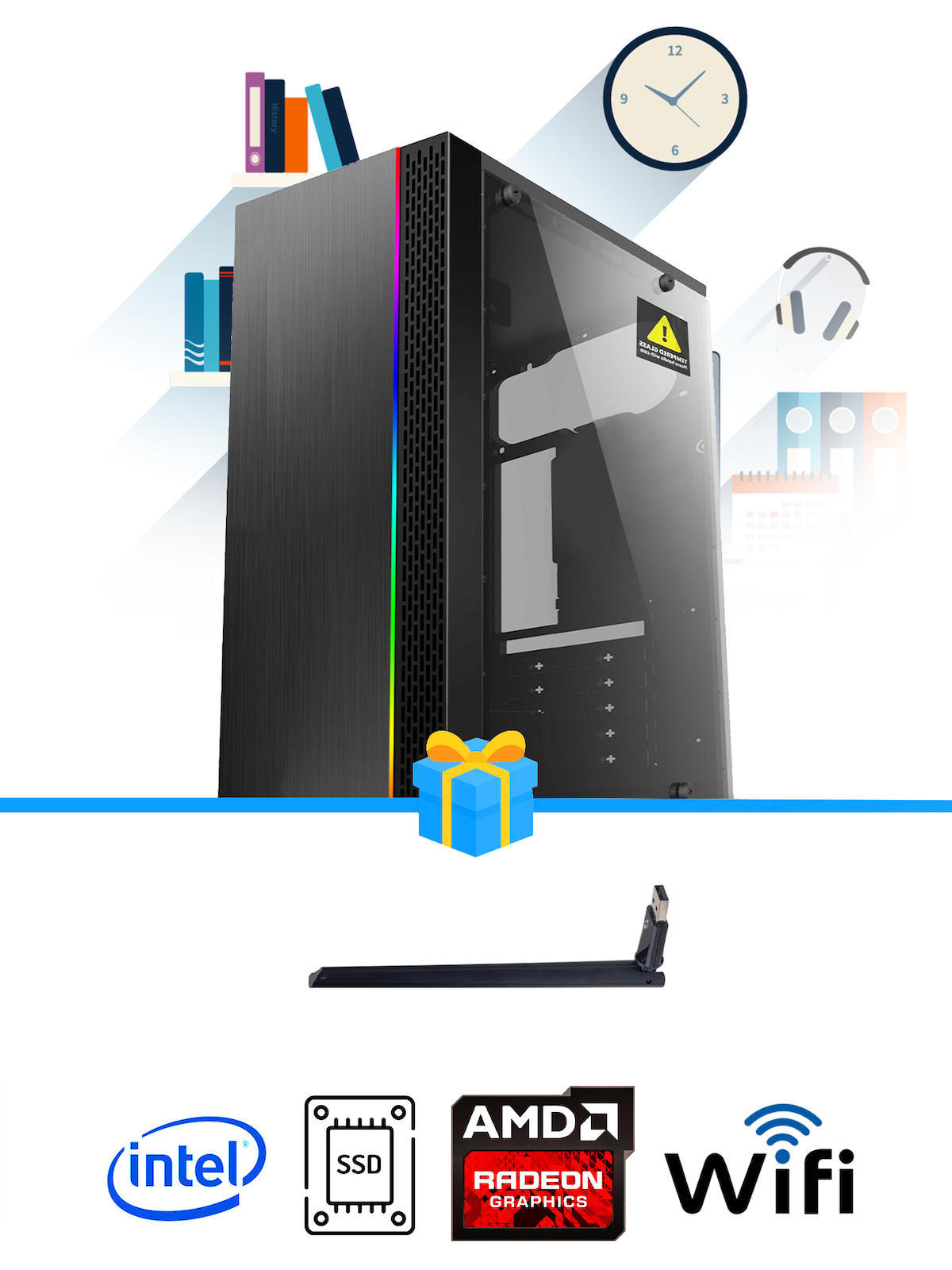 Ramtech Workforce OF710-265 Harici Radeon R5 230 Ekran Kartlı AMD Ryzen 9 i7-10700F 8 GB Ram DDR4 128 GB SSD Mid Tower
 FreeDos Masaüstü Bilgisayar