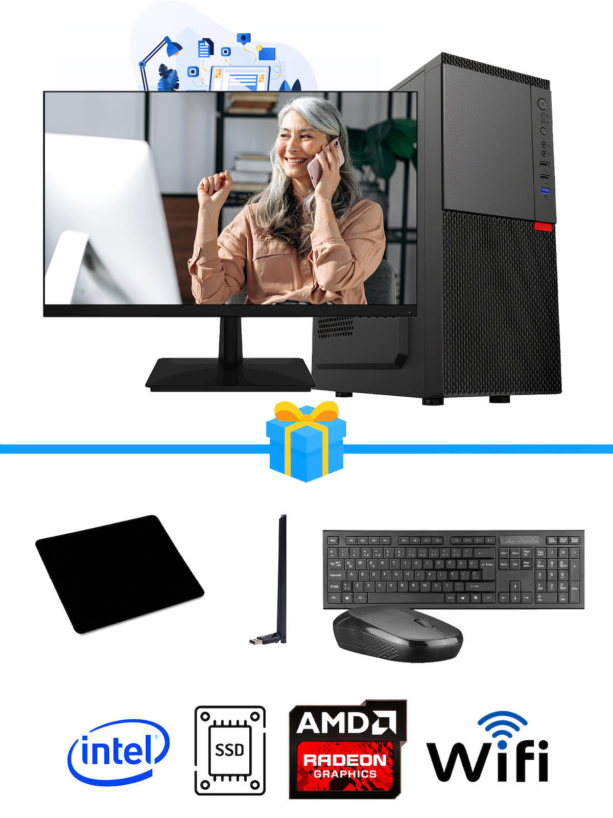 Ramtech Workforce OF310-194 Harici Radeon R5 230 Ekran Kartlı AMD Ryzen 7 i3 10100F 8 GB Ram DDR4 256 GB SSD Mid Tower
 FreeDos Masaüstü Bilgisayar