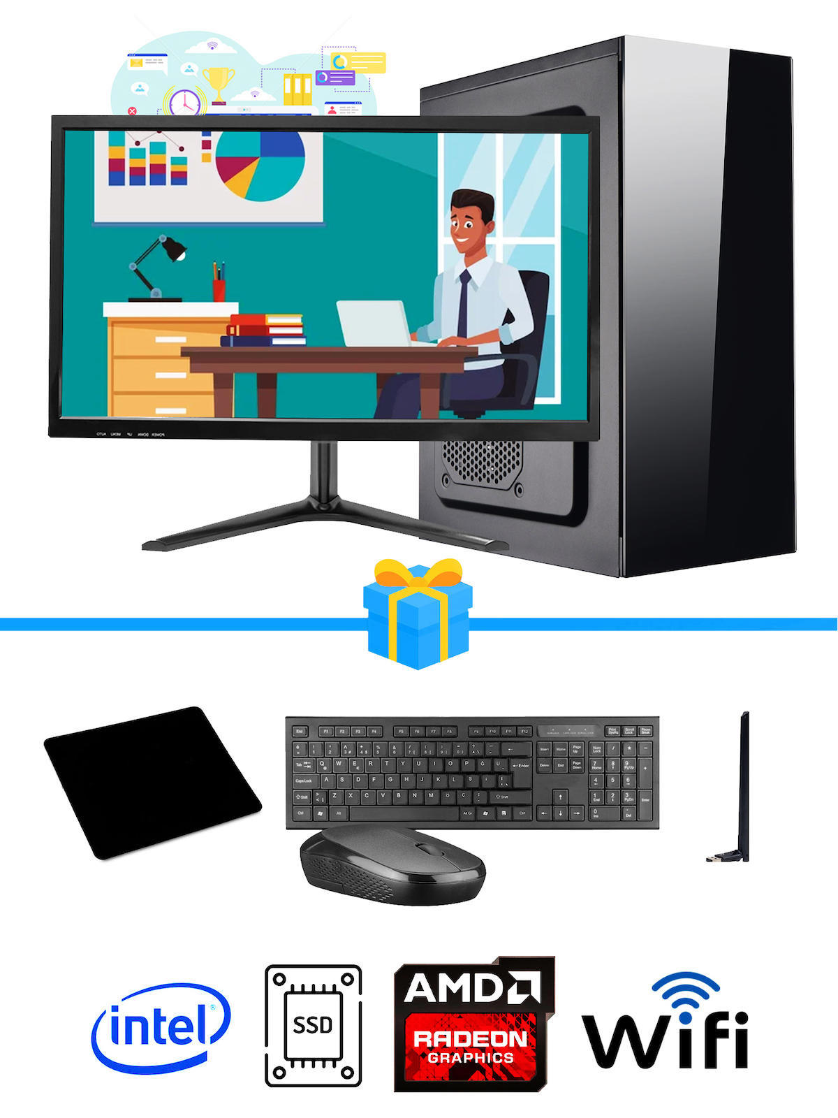 Ramtech Workforce OF710-293 Harici Radeon R5 230 Ekran Kartlı AMD Ryzen 9 i7-10700F 16 GB Ram DDR4 256 GB SSD Mid Tower
 FreeDos Masaüstü Bilgisayar