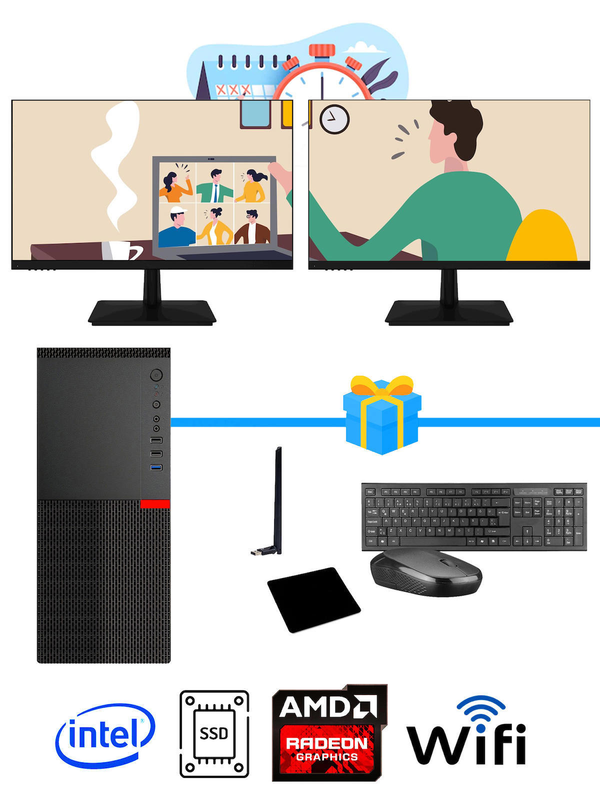Ramtech Workforce OF510-0100 Harici Radeon R5 230 Ekran Kartlı AMD Ryzen 9 i5 10400F 16 GB Ram DDR4 128 GB SSD Mid Tower
 FreeDos Masaüstü Bilgisayar