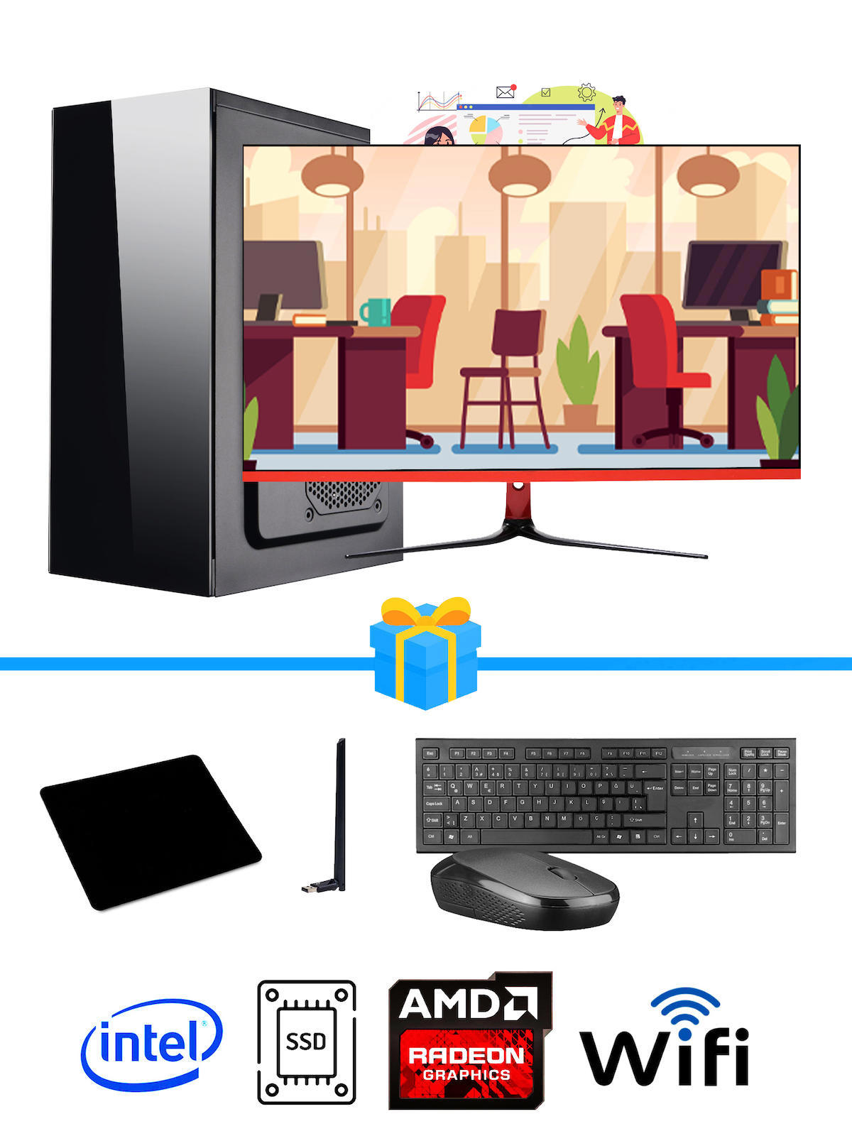 Ramtech Workforce OF710-329 Harici Radeon R5 230 Ekran Kartlı AMD Ryzen 9 i7-10700F 16 GB Ram DDR4 256 GB SSD Mid Tower
 FreeDos Masaüstü Bilgisayar