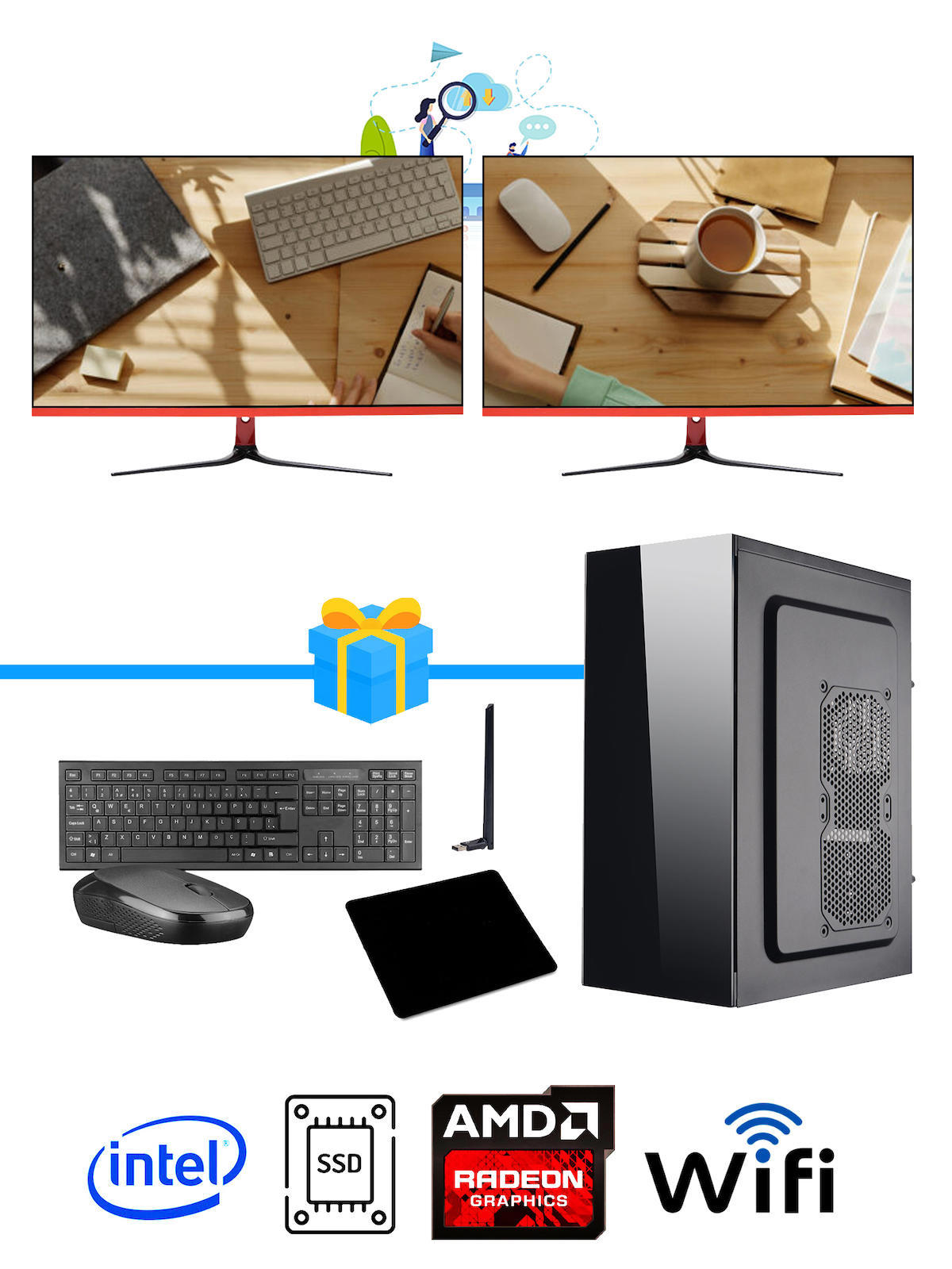 Ramtech Workforce OF510-0109 Harici Radeon R5 230 Ekran Kartlı AMD Ryzen 9 i5 10400F 8 GB Ram DDR4 128 GB SSD Mid Tower
FreeDos Masaüstü Bilgisayar
