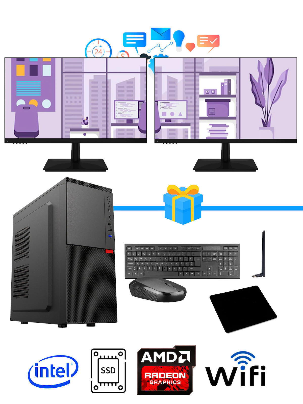 Ramtech Workforce OF310-218 Harici Radeon R5 230 Ekran Kartlı AMD Ryzen 7 i3 10100F 8 GB Ram DDR4 256 GB SSD Mid Tower
 FreeDos Masaüstü Bilgisayar