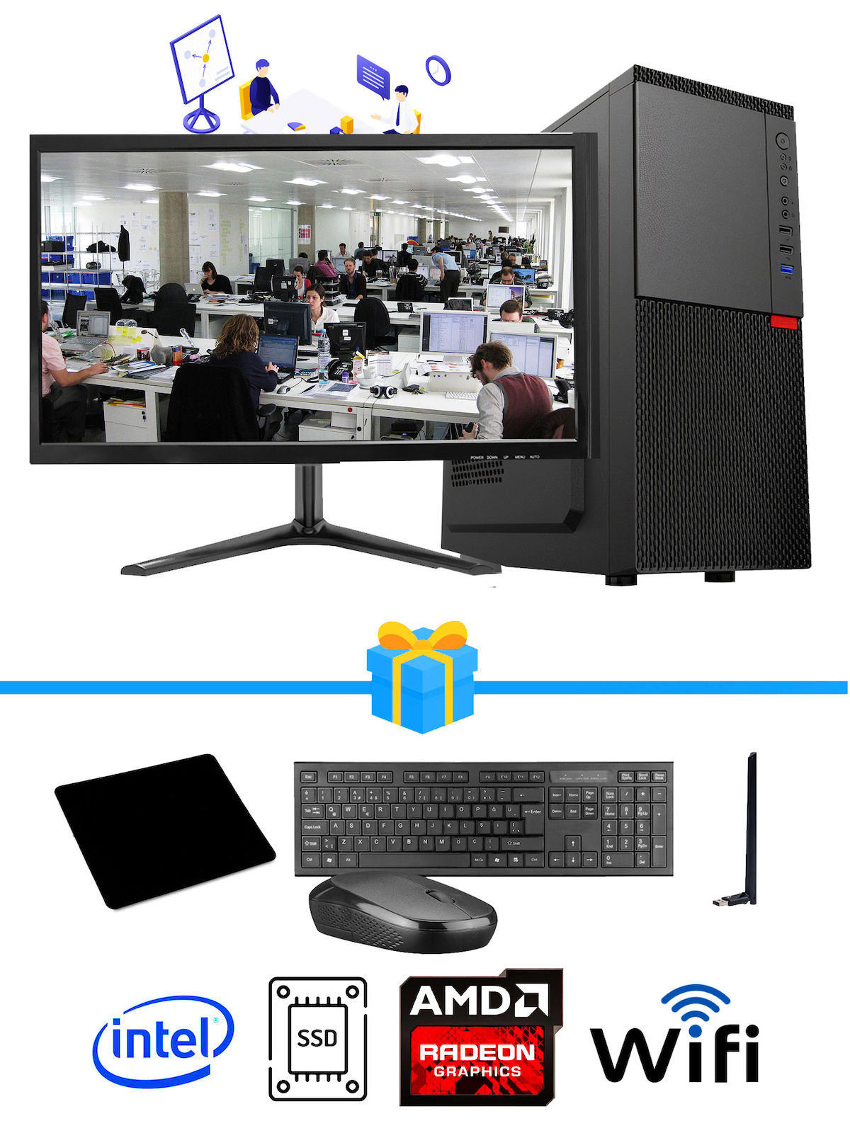 Ramtech Workforce OF310-176 Harici Radeon R5 230 Ekran Kartlı AMD Ryzen 7 i3 10100F 8 GB Ram DDR4 512 GB SSD Mid Tower
 FreeDos Masaüstü Bilgisayar