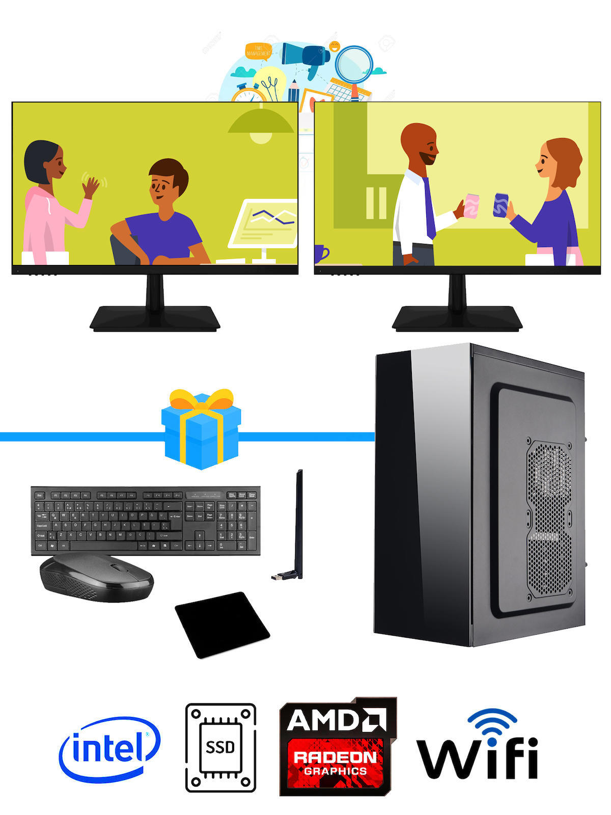 Ramtech Workforce OF510-0103 Harici Radeon R5 230 Ekran Kartlı AMD Ryzen 9 i5 10400F 8 GB Ram DDR4 128 GB SSD Mid Tower
 FreeDos Masaüstü Bilgisayar