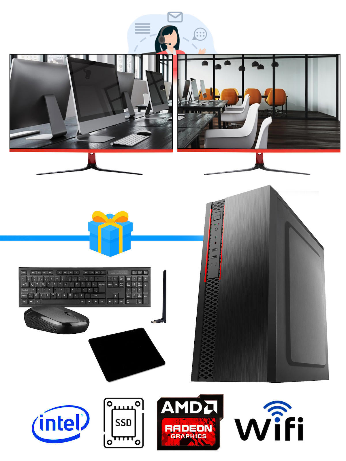 Ramtech Workforce OF710-364 Harici Radeon R5 230 Ekran Kartlı AMD Ryzen 9 i7-10700F 16 GB Ram DDR4 128 GB SSD Mid Tower
FreeDos Masaüstü Bilgisayar