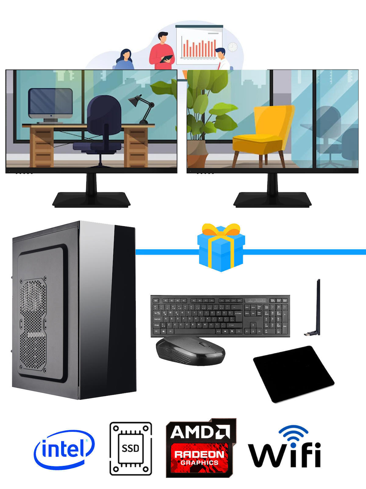 Ramtech Workforce OF310-221 Harici Radeon R5 230 Ekran Kartlı AMD Ryzen 7 i3 10100F 16 GB Ram DDR4 256 GB SSD Mid Tower
 FreeDos Masaüstü Bilgisayar