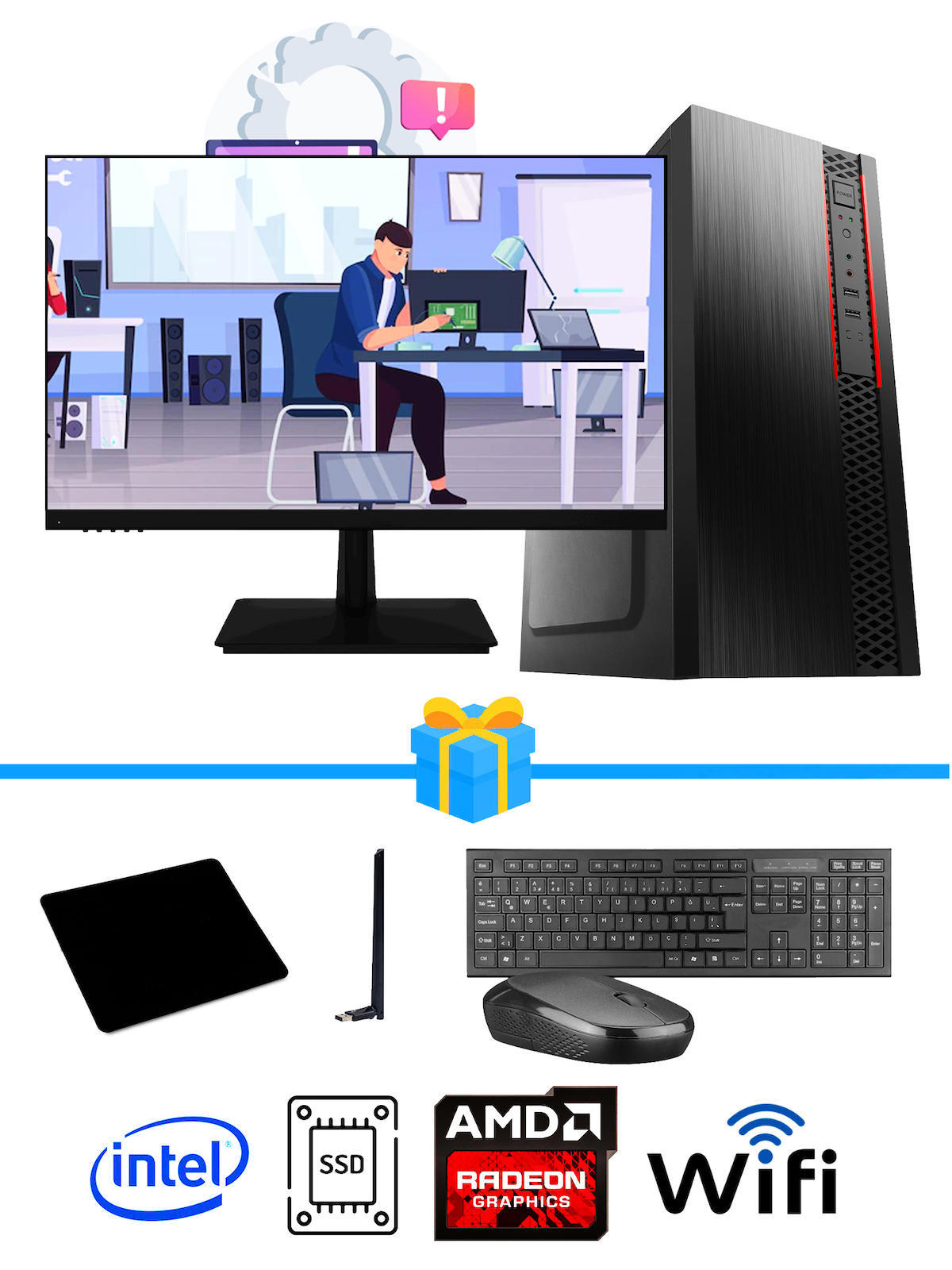 Ramtech Workforce OF310-192 Harici Radeon R5 230 Ekran Kartlı AMD Ryzen 7 i3 10100F 16 GB Ram DDR4 512 GB SSD Mid Tower
 FreeDos Masaüstü Bilgisayar