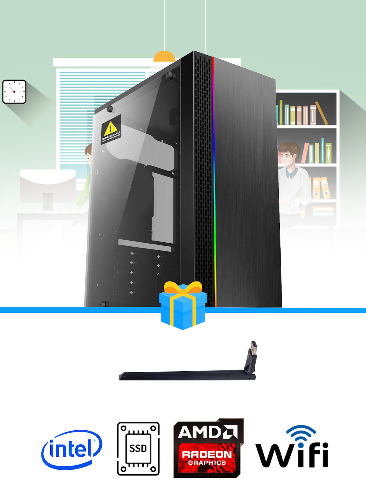 Ramtech Workforce OF310-127 Harici Radeon R5 230 Ekran Kartlı AMD Ryzen 7 i3 10100F 8 GB Ram DDR4 128 GB SSD Mid Tower
 FreeDos Masaüstü Bilgisayar
