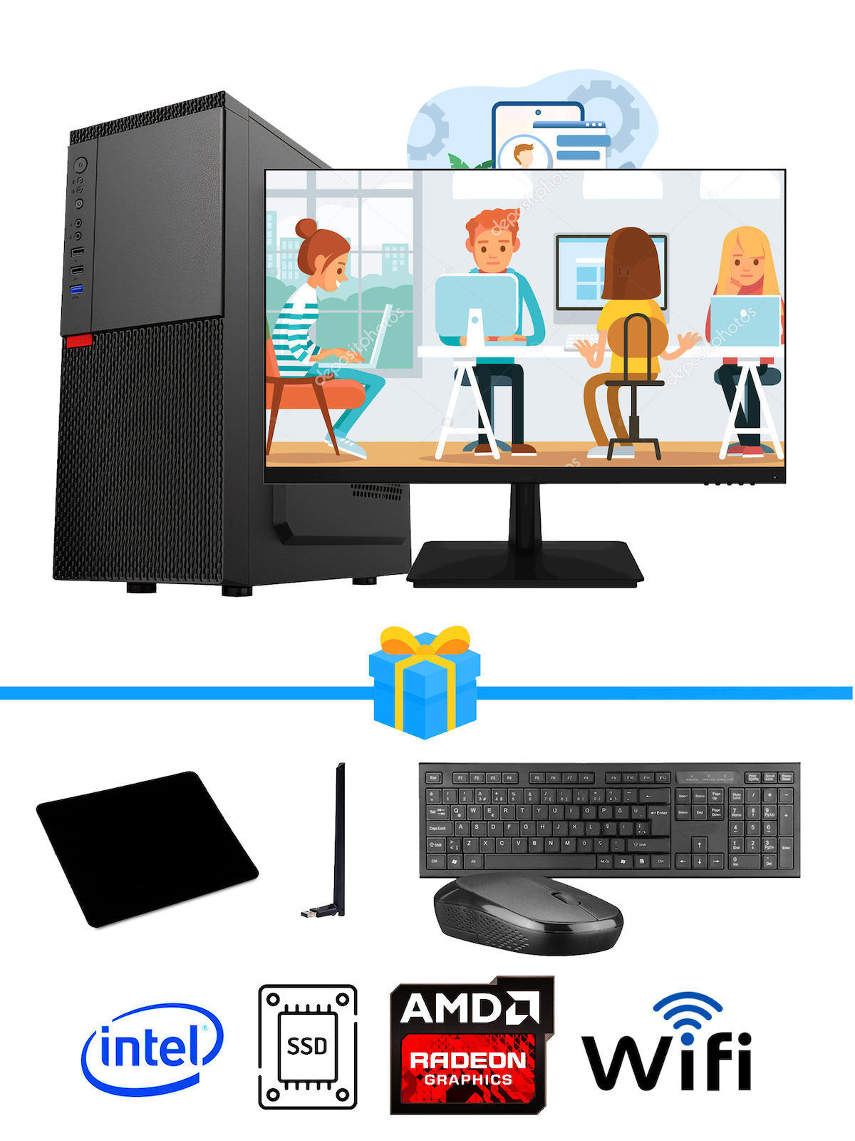 Ramtech Workforce OF710-324 Harici Radeon R5 230 Ekran Kartlı AMD Ryzen 9 i7-10700F 16 GB Ram DDR4 512 GB SSD Mid Tower
 FreeDos Masaüstü Bilgisayar