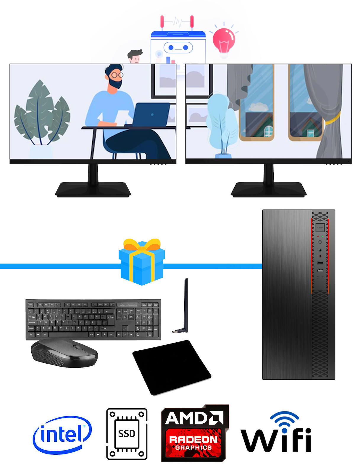 Ramtech Workforce OF510-0106 Harici Radeon R5 230 Ekran Kartlı AMD Ryzen 9 i5 10400F 16 GB Ram DDR4 128 GB SSD Mid Tower
FreeDos Masaüstü Bilgisayar