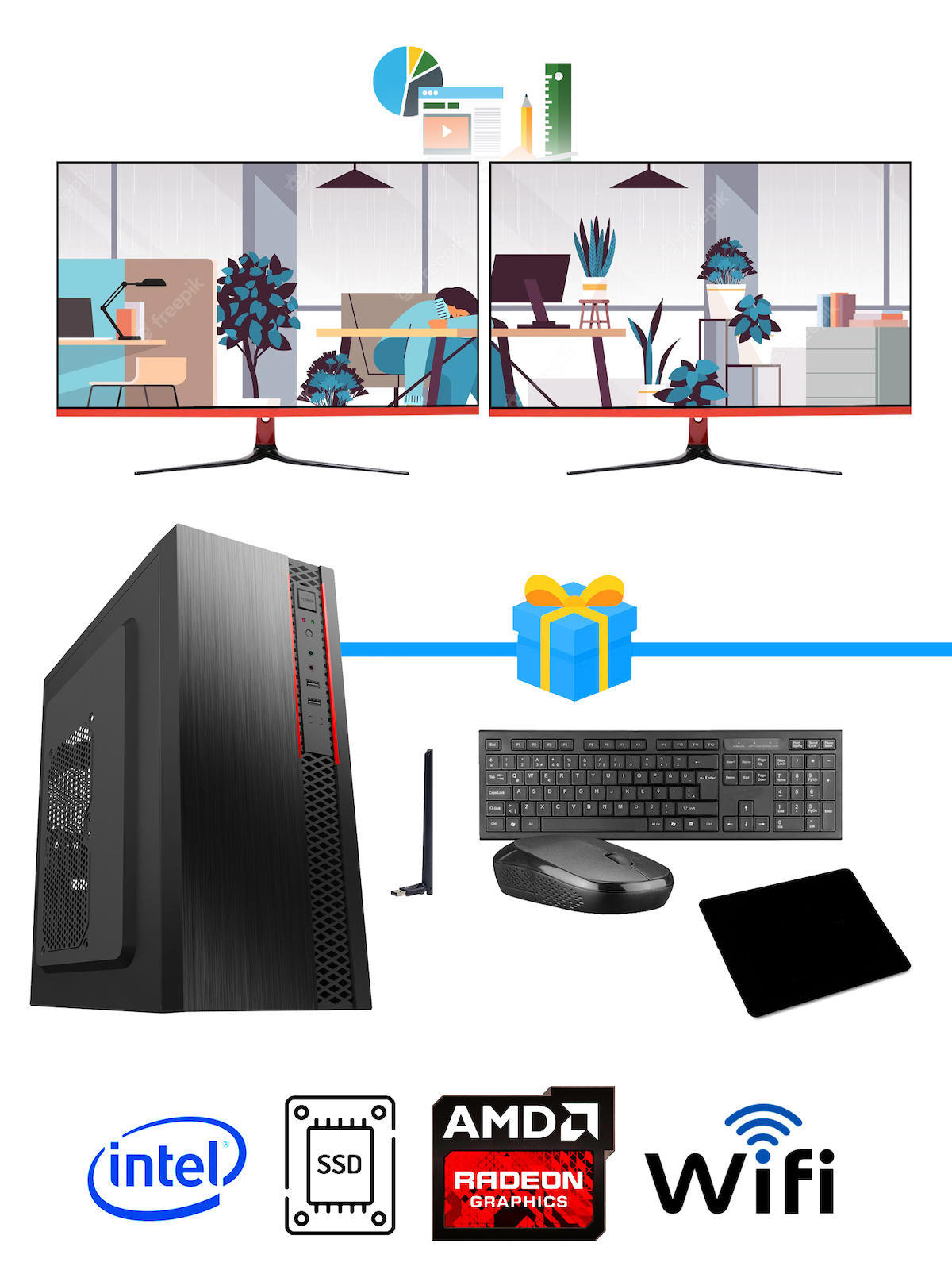 Ramtech Workforce OF310-252 Harici Radeon R5 230 Ekran Kartlı AMD Ryzen 7 i3 10100F 16 GB Ram DDR4 512 GB SSD Mid Tower
FreeDos Masaüstü Bilgisayar