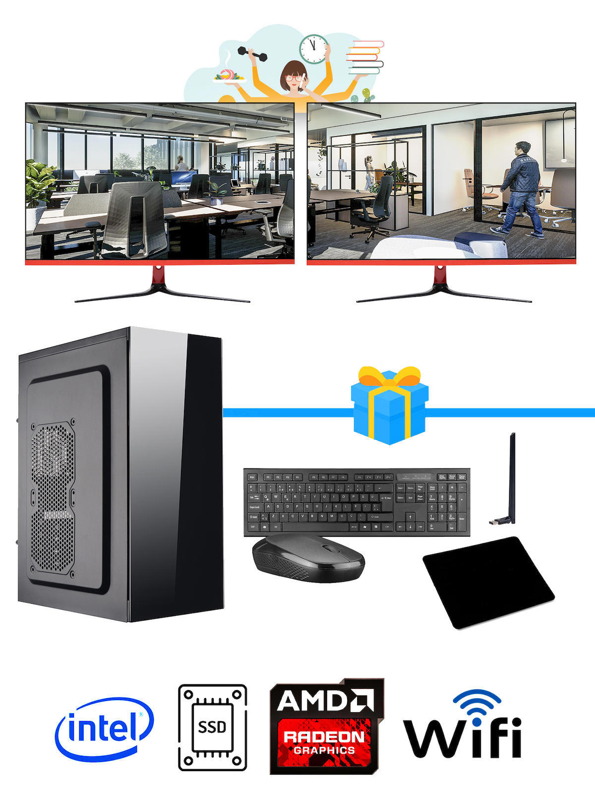 Ramtech Workforce OF510-0117 Harici Radeon R5 230 Ekran Kartlı AMD Ryzen 9 i5 10400F 8 GB Ram DDR4 512 GB SSD Mid Tower
FreeDos Masaüstü Bilgisayar