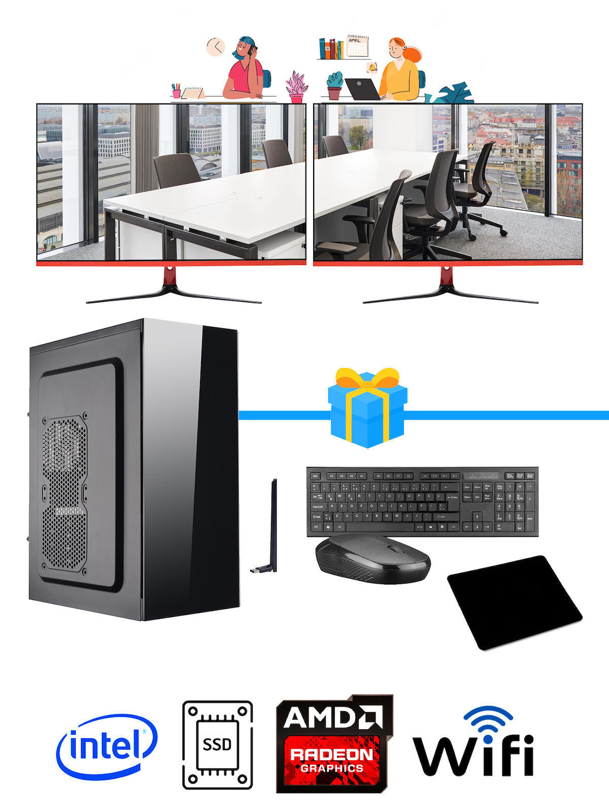 Ramtech Workforce OF310-235 Harici Radeon R5 230 Ekran Kartlı AMD Ryzen 7 i3 10100F 8 GB Ram DDR4 128 GB SSD Mid Tower
FreeDos Masaüstü Bilgisayar