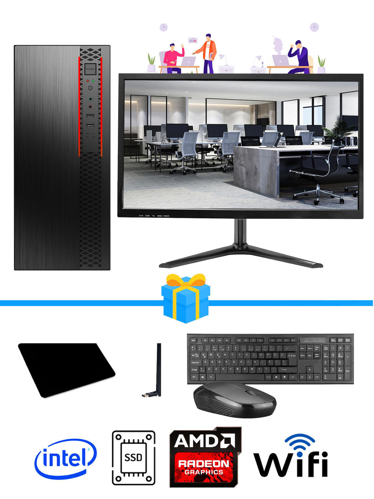Ramtech Workforce OF510-048 Harici Radeon R5 230 Ekran Kartlı AMD Ryzen 9 i5 10400F 16 GB Ram DDR4 512 GB SSD Mid Tower
 FreeDos Masaüstü Bilgisayar