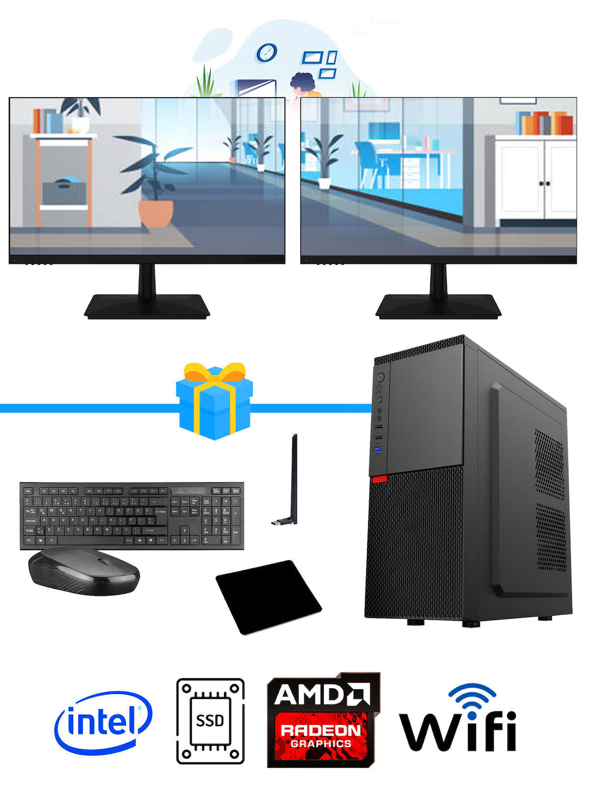 Ramtech Workforce OF310-234 Harici Radeon R5 230 Ekran Kartlı AMD Ryzen 7 i3 10100F 16 GB Ram DDR4 512 GB SSD Mid Tower
 FreeDos Masaüstü Bilgisayar