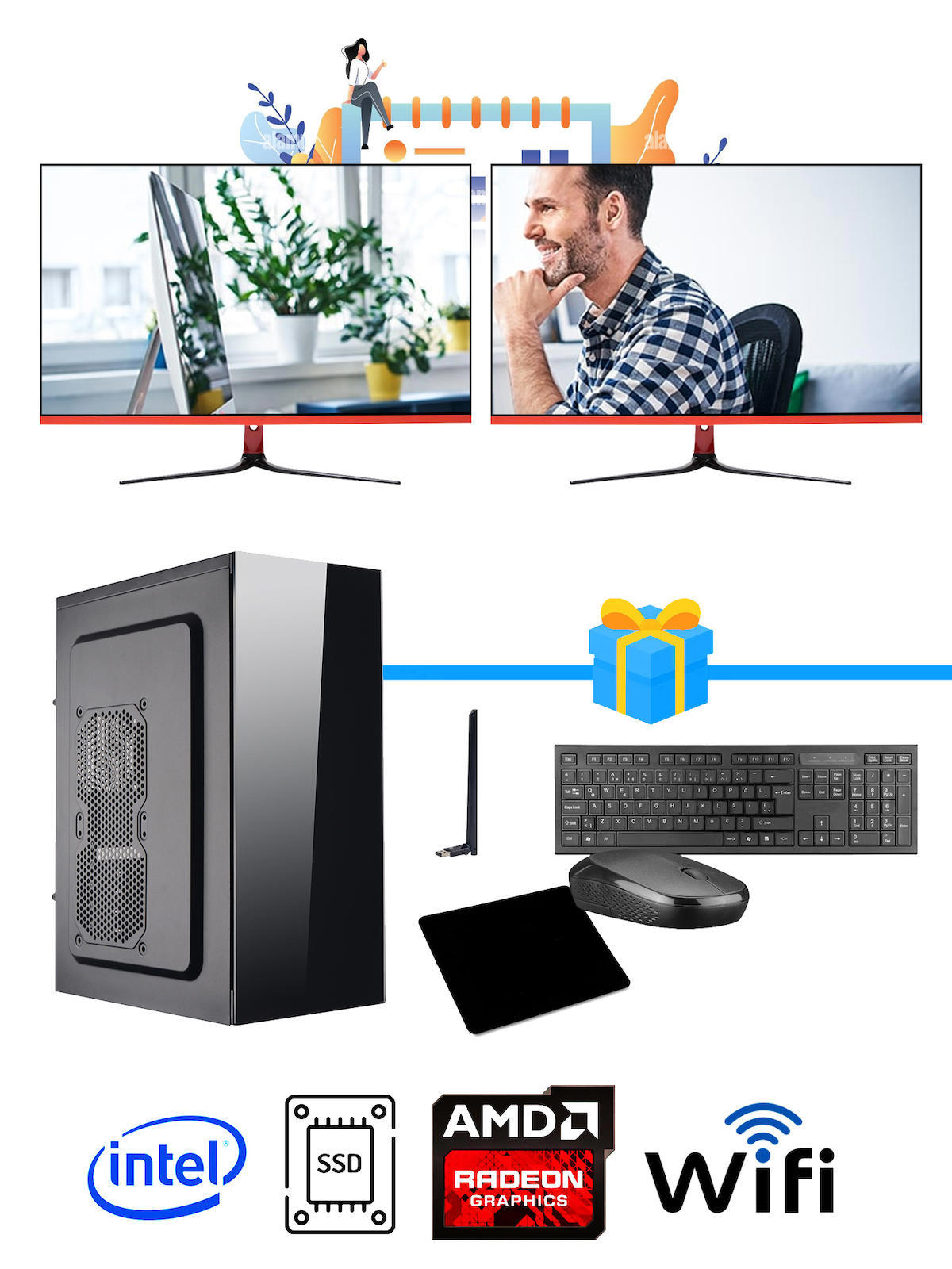 Ramtech Workforce OF510-0125 Harici Radeon R5 230 Ekran Kartlı AMD Ryzen 9 i5 10400F 16 GB Ram DDR4 256 GB SSD Mid Tower
 FreeDos Masaüstü Bilgisayar