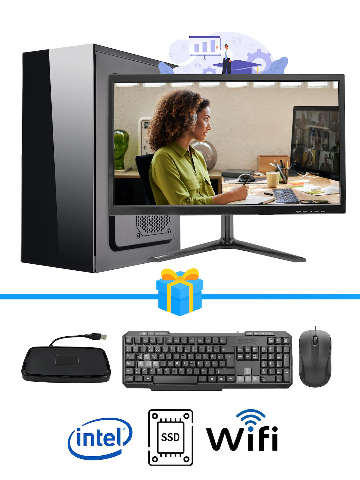 Ramtech Workforce WF334 AMD Ryzen 9 i3 2120 16 GB Ram DDR3 128 GB SSD Mid Tower
 FreeDos Masaüstü Bilgisayar