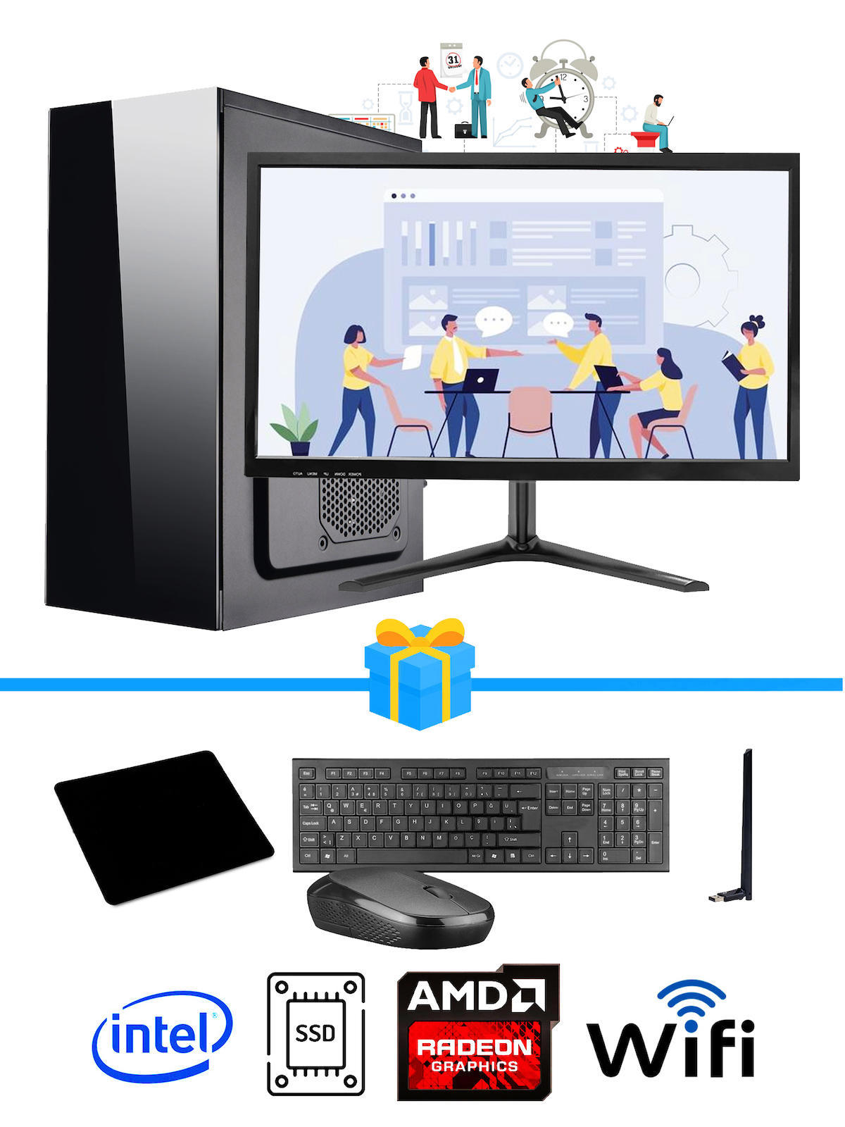 Ramtech Workforce OF710-283 Harici Radeon R5 230 Ekran Kartlı AMD Ryzen 9 i7-10700F 8 GB Ram DDR4 128 GB SSD Mid Tower
 FreeDos Masaüstü Bilgisayar