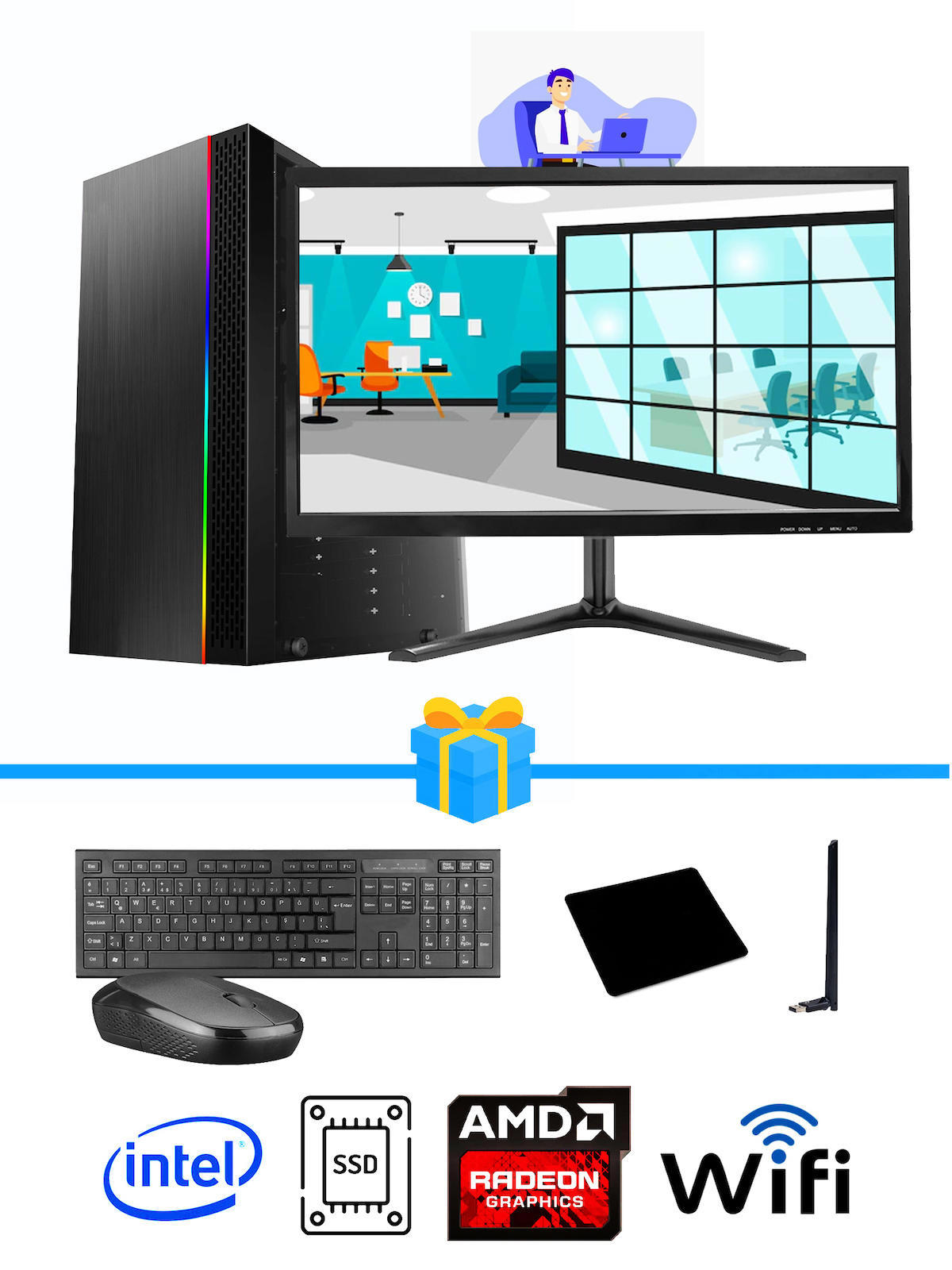 Ramtech Workforce OF310-155 Harici Radeon R5 230 Ekran Kartlı AMD Ryzen 7 i3 10100F 16 GB Ram DDR4 256 GB SSD Mid Tower
FreeDos Masaüstü Bilgisayar