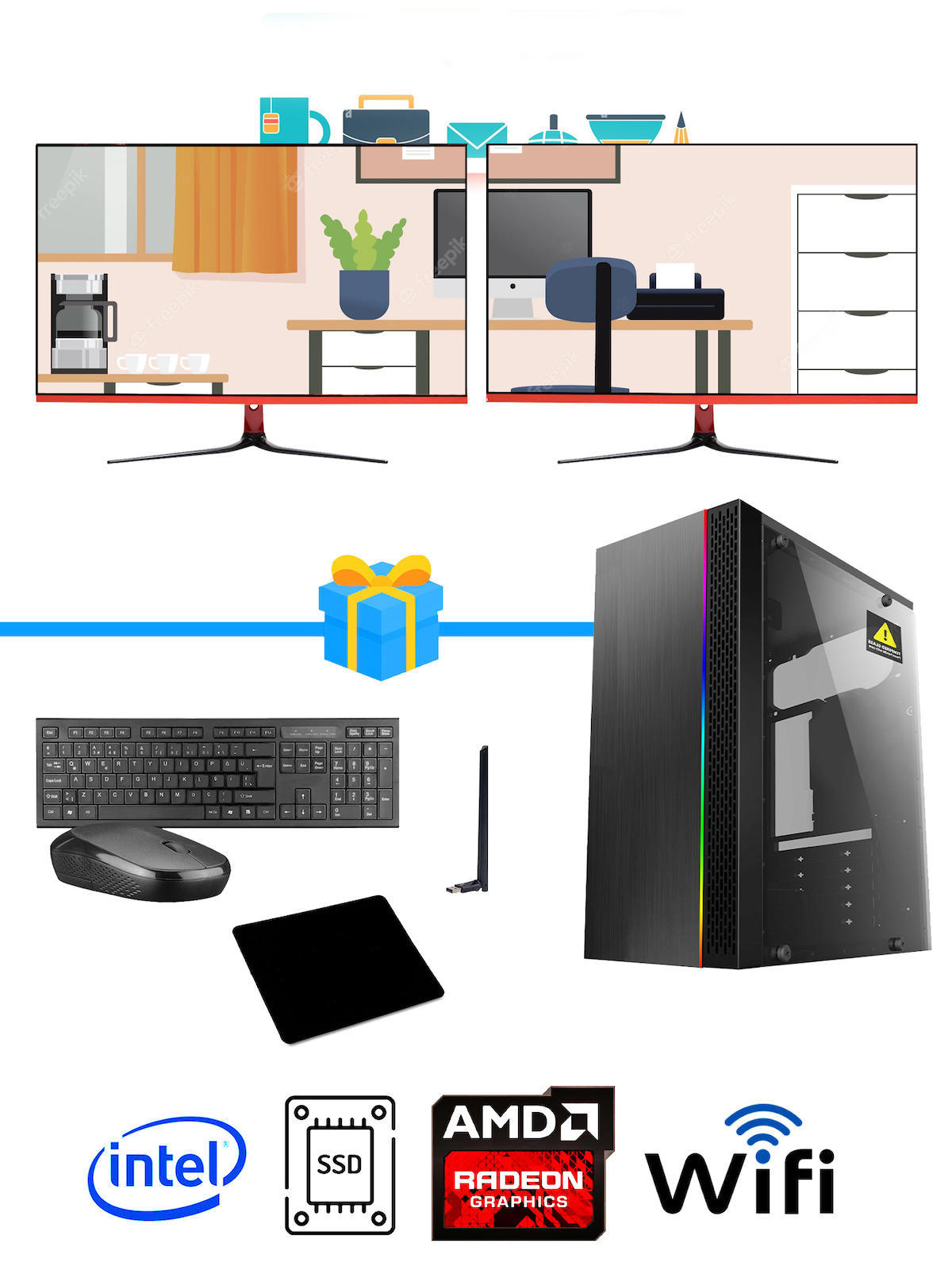 Ramtech Workforce OF310-241 Harici Radeon R5 230 Ekran Kartlı AMD Ryzen 7 i3 10100F 8 GB Ram DDR4 128 GB SSD Mid Tower
FreeDos Masaüstü Bilgisayar