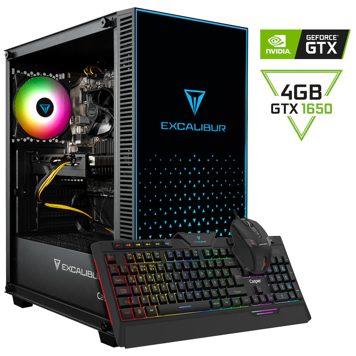 Casper Excalibur E65H.115F-8VH0X-0FC Harici GeForce GTX 1650 Ekran Kartlı AMD Ryzen 5 i3 10105F 8 GB Ram DDR4 500 GB SSD Mid Tower FreeDos Masaüstü Bilgisayar