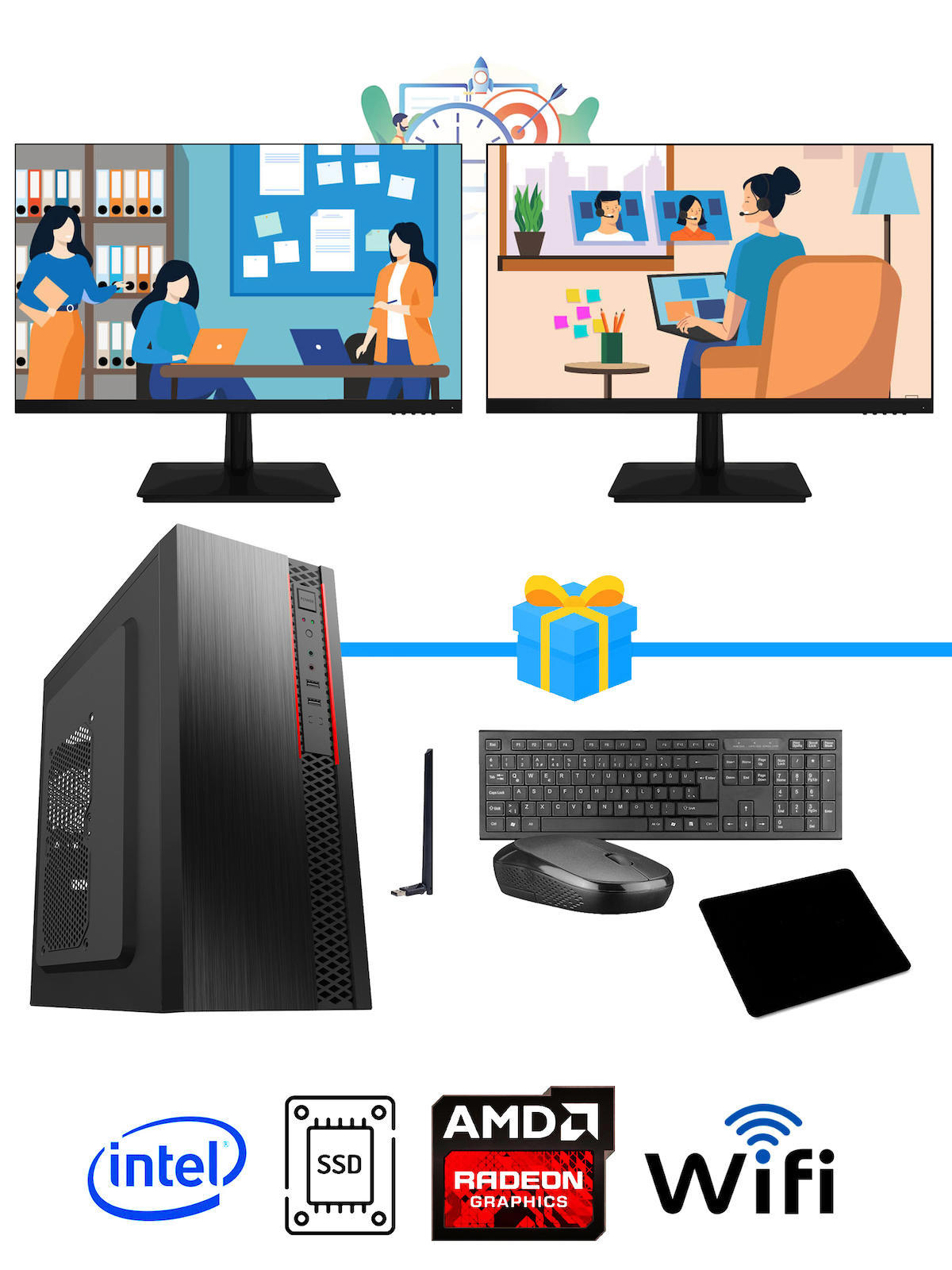 Ramtech Workforce OF310-220 Harici Radeon R5 230 Ekran Kartlı AMD Ryzen 7 i3 10100F 16 GB Ram DDR4 128 GB SSD Mid Tower
 FreeDos Masaüstü Bilgisayar