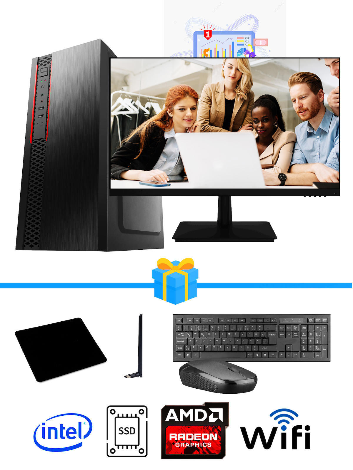 Ramtech Workforce OF310-188 Harici Radeon R5 230 Ekran Kartlı AMD Ryzen 7 i3 10100F 8 GB Ram DDR4 256 GB SSD Mid Tower
FreeDos Masaüstü Bilgisayar
