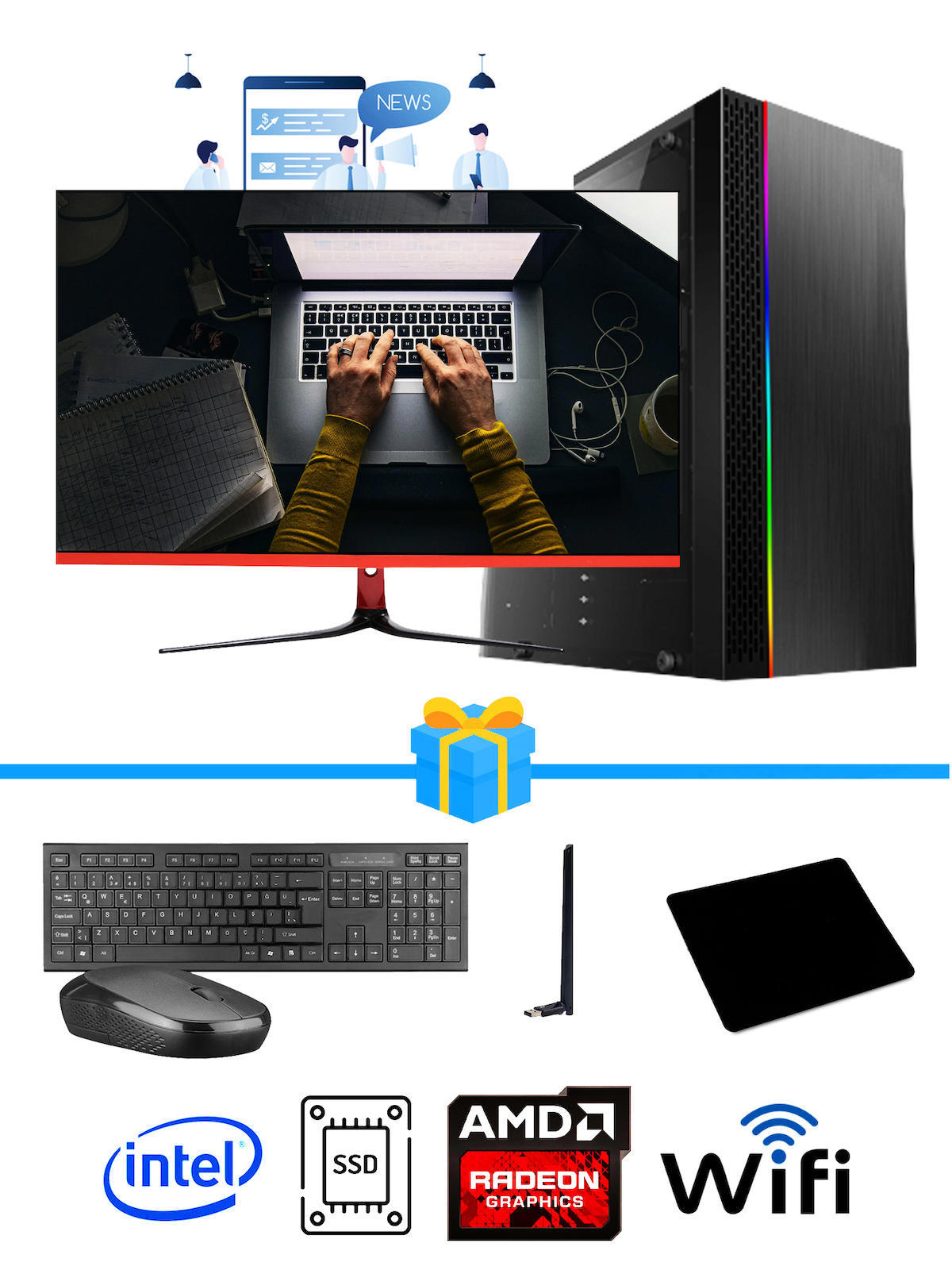 Ramtech Workforce OF510-087 Harici Radeon R5 230 Ekran Kartlı AMD Ryzen 9 i5 10400F 8 GB Ram DDR4 512 GB SSD Mid Tower
FreeDos Masaüstü Bilgisayar