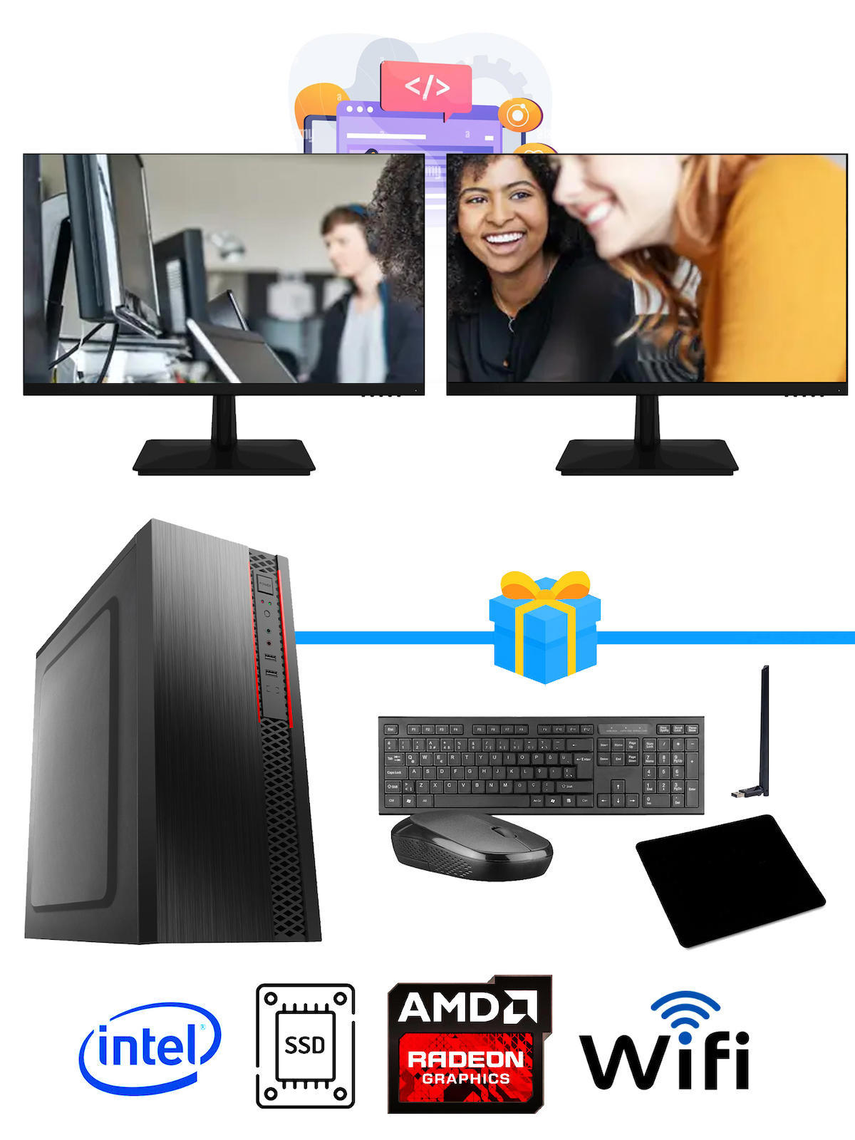 Ramtech Workforce OF510-094 Harici Radeon R5 230 Ekran Kartlı AMD Ryzen 9 i5 10400F 16 GB Ram DDR4 128 GB SSD Mid Tower
 FreeDos Masaüstü Bilgisayar