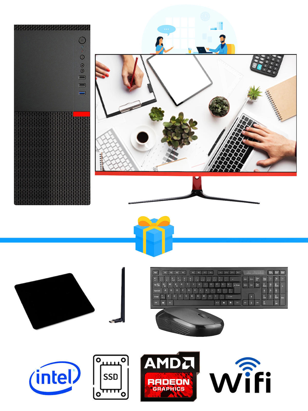Ramtech Workforce OF710-338 Harici Radeon R5 230 Ekran Kartlı AMD Ryzen 9 i7-10700F 8 GB Ram DDR4 256 GB SSD Mid Tower
 FreeDos Masaüstü Bilgisayar