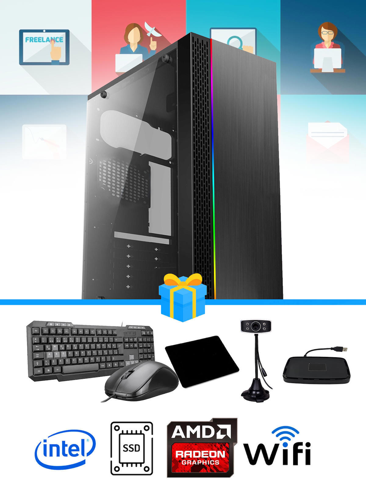 Ramtech Workforce WF307 Harici Radeon R7 240 Ekran Kartlı AMD Ryzen 9 X5660 16 GB Ram DDR3 256 GB SSD Mid Tower
 FreeDos Masaüstü Bilgisayar