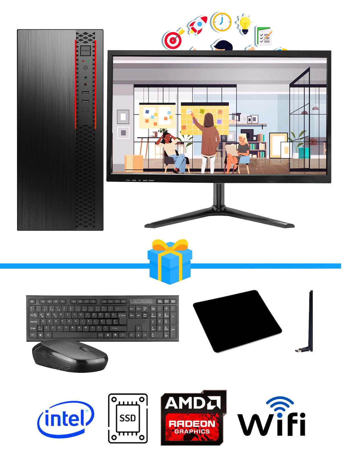 Ramtech Workforce OF710-286 Harici Radeon R5 230 Ekran Kartlı AMD Ryzen 9 i7-10700F 16 GB Ram DDR4 128 GB SSD Mid Tower
 FreeDos Masaüstü Bilgisayar