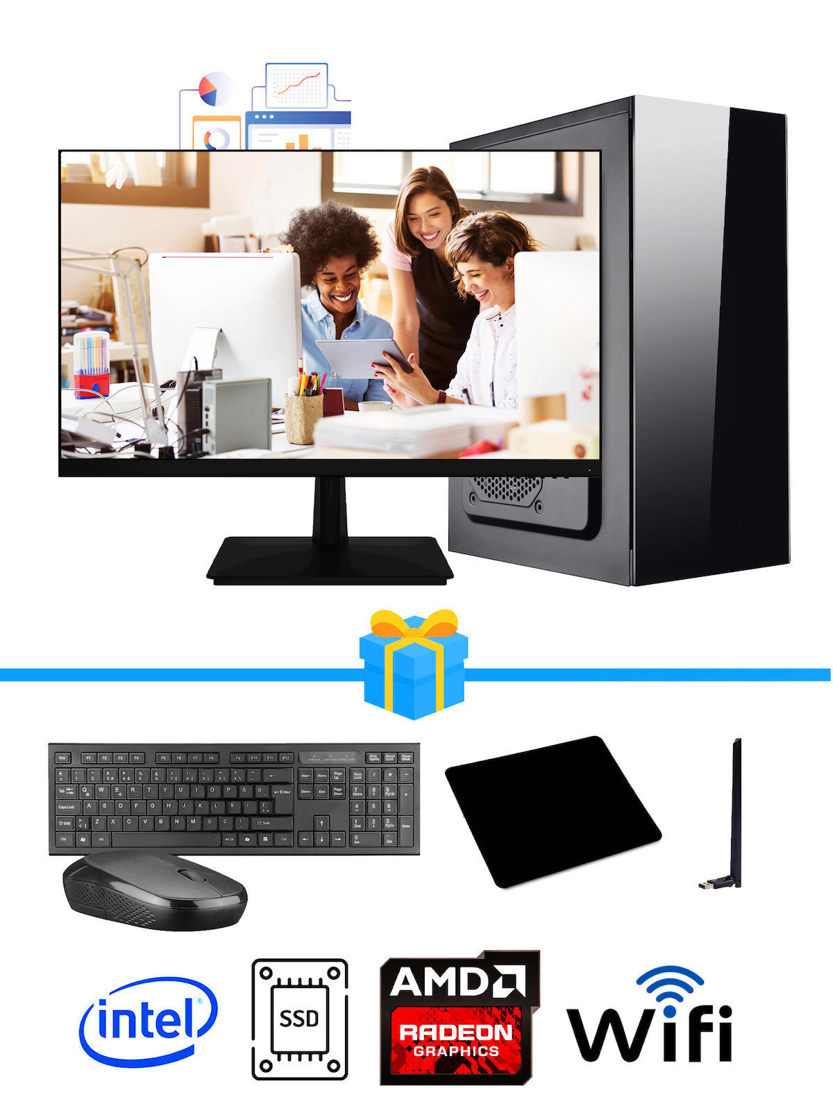 Ramtech Workforce OF510-055 Harici Radeon R5 230 Ekran Kartlı AMD Ryzen 9 i5 10400F 8 GB Ram DDR4 128 GB SSD Mid Tower
FreeDos Masaüstü Bilgisayar