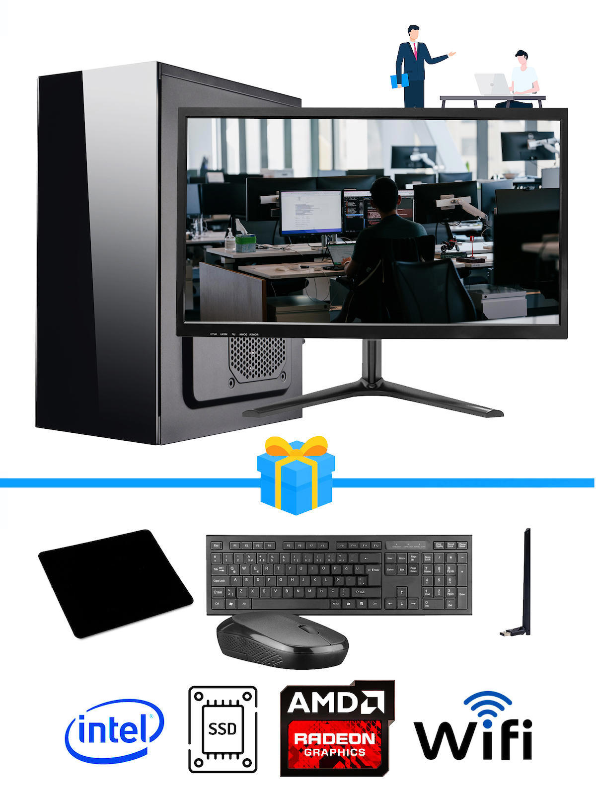 Ramtech Workforce OF710-271 Harici Radeon R5 230 Ekran Kartlı AMD Ryzen 9 i7-10700F 8 GB Ram DDR4 128 GB SSD Mid Tower
 FreeDos Masaüstü Bilgisayar