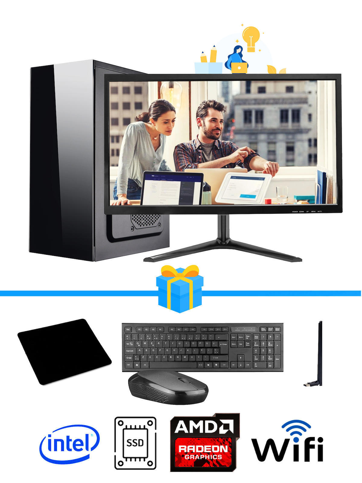 Ramtech Workforce OF310-163 Harici Radeon R5 230 Ekran Kartlı AMD Ryzen 7 i3 10100F 8 GB Ram DDR4 128 GB SSD Mid Tower
 FreeDos Masaüstü Bilgisayar