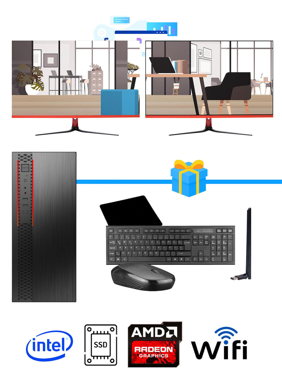 Ramtech Workforce OF510-0120 Harici Radeon R5 230 Ekran Kartlı AMD Ryzen 9 i5 10400F 16 GB Ram DDR4 512 GB SSD Mid Tower
 FreeDos Masaüstü Bilgisayar