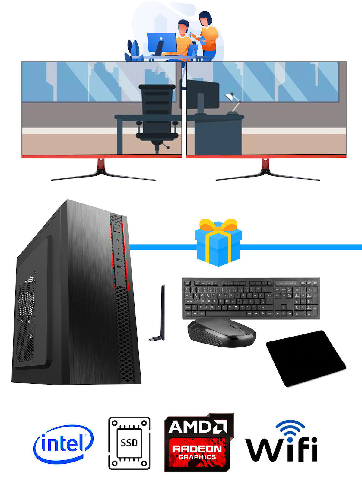 Ramtech Workforce OF310-236 Harici Radeon R5 230 Ekran Kartlı AMD Ryzen 7 i3 10100F 8 GB Ram DDR4 256 GB SSD Mid Tower
 FreeDos Masaüstü Bilgisayar