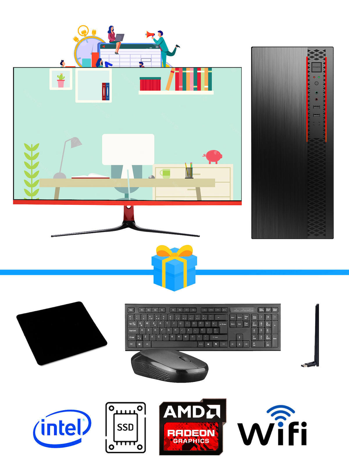 Ramtech Workforce OF710-328 Harici Radeon R5 230 Ekran Kartlı AMD Ryzen 9 i7-10700F 16 GB Ram DDR4 128 GB SSD Mid Tower
 FreeDos Masaüstü Bilgisayar