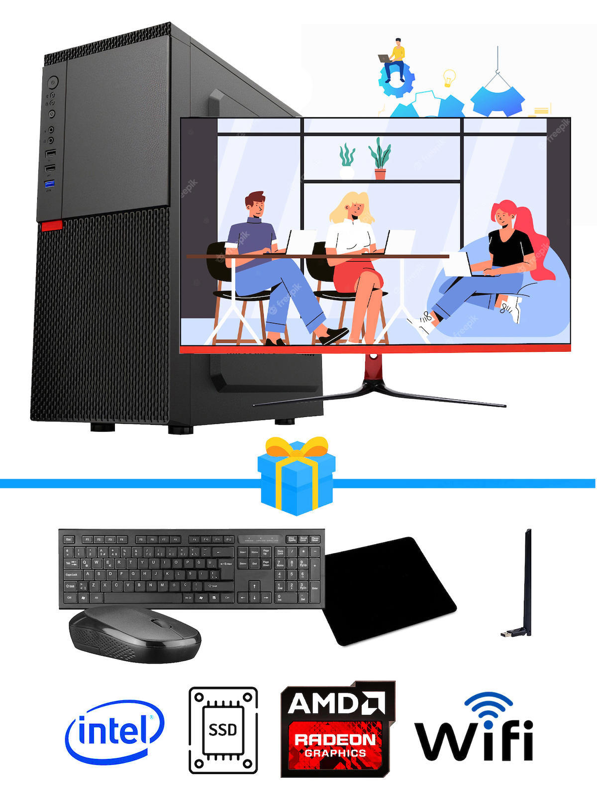 Ramtech Workforce OF510-082 Harici Radeon R5 230 Ekran Kartlı AMD Ryzen 9 i5 10400F 16 GB Ram DDR4 128 GB SSD Mid Tower
 FreeDos Masaüstü Bilgisayar