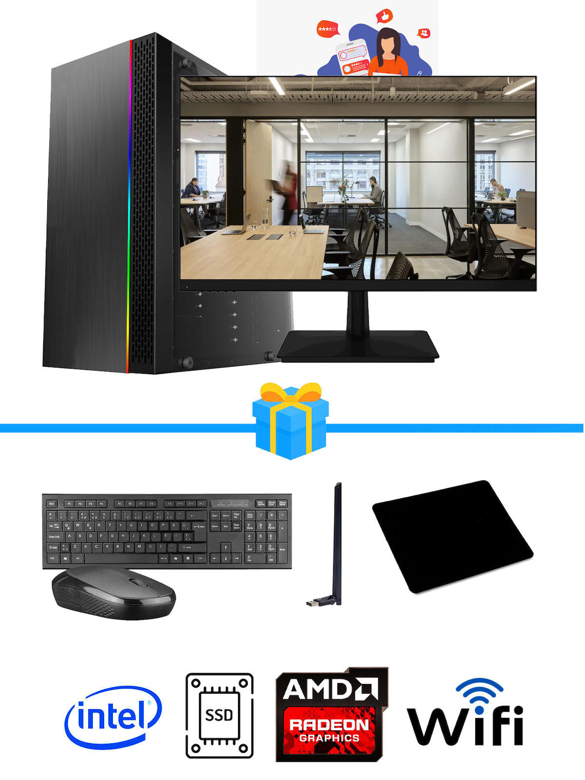 Ramtech Workforce OF310-191 Harici Radeon R5 230 Ekran Kartlı AMD Ryzen 7 i3 10100F 16 GB Ram DDR4 256 GB SSD Mid Tower
FreeDos Masaüstü Bilgisayar