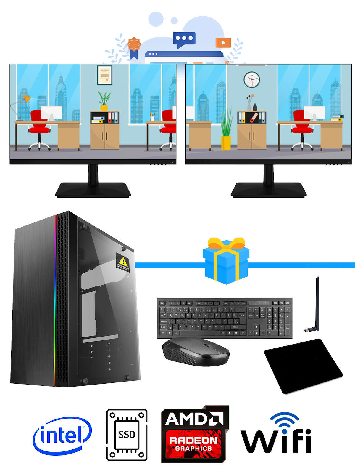 Ramtech Workforce OF510-0105 Harici Radeon R5 230 Ekran Kartlı AMD Ryzen 9 i5 10400F 8 GB Ram DDR4 512 GB SSD Mid Tower
FreeDos Masaüstü Bilgisayar