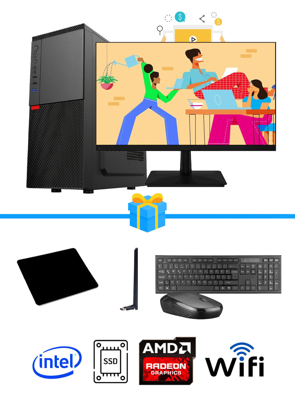 Ramtech Workforce OF310-198 Harici Radeon R5 230 Ekran Kartlı AMD Ryzen 7 i3 10100F 16 GB Ram DDR4 512 GB SSD Mid Tower
 FreeDos Masaüstü Bilgisayar