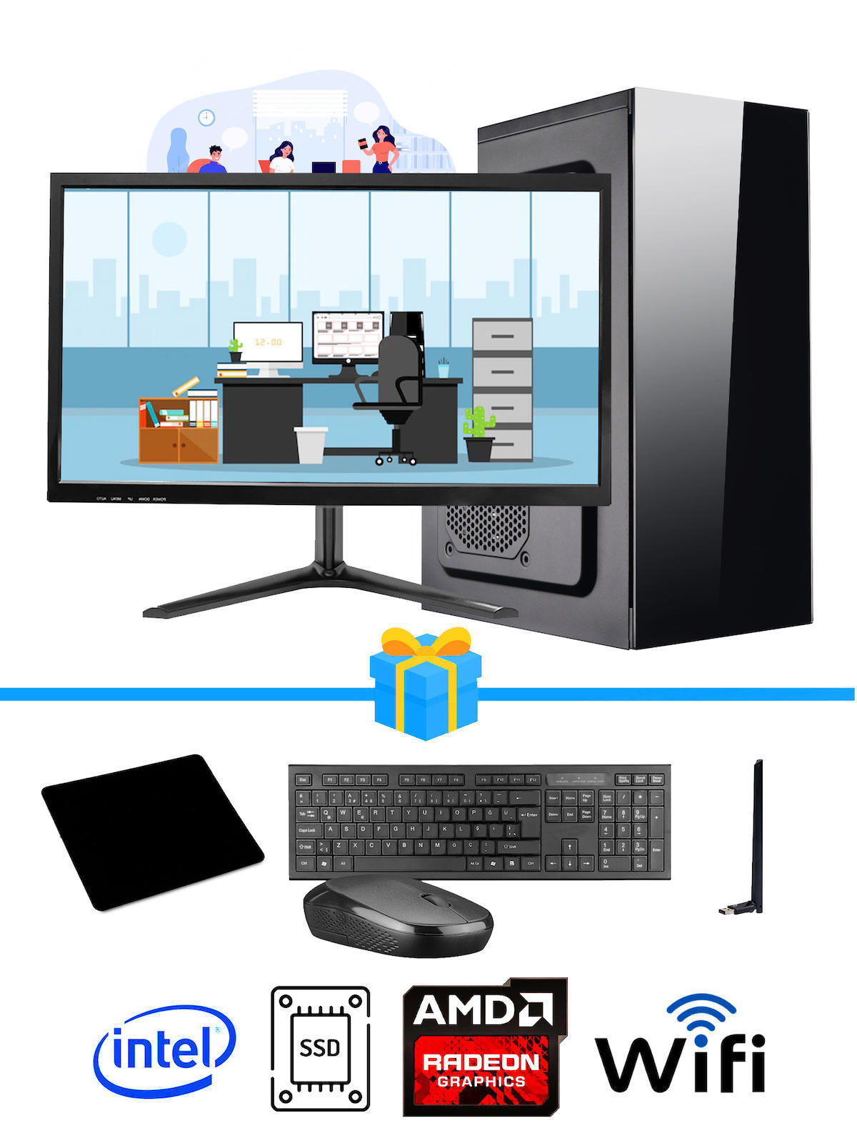 Ramtech Workforce OF310-145 Harici Radeon R5 230 Ekran Kartlı AMD Ryzen 7 i3 10100F 8 GB Ram DDR4 128 GB SSD Mid Tower
 FreeDos Masaüstü Bilgisayar