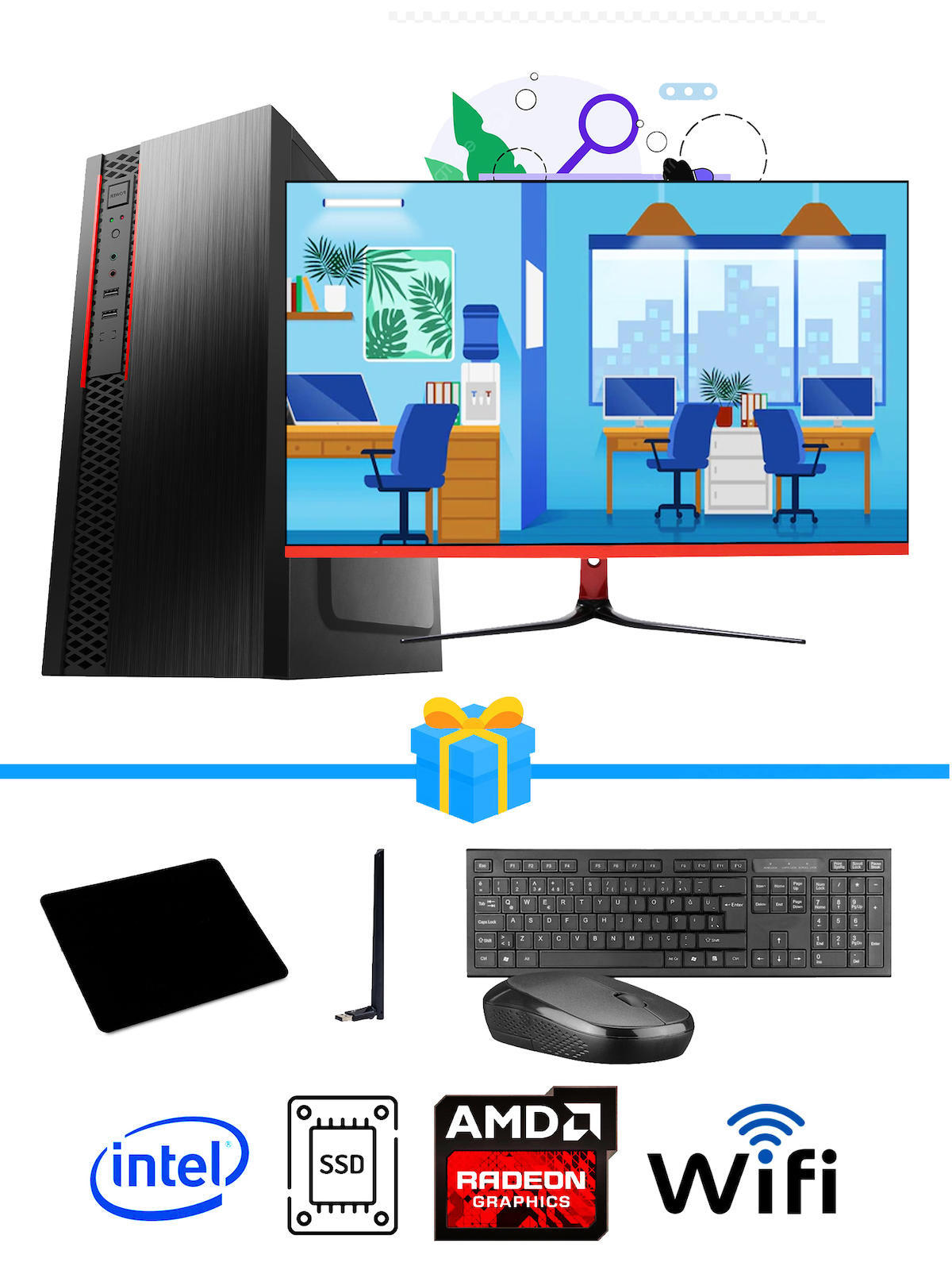Ramtech Workforce OF510-088 Harici Radeon R5 230 Ekran Kartlı AMD Ryzen 9 i5 10400F 16 GB Ram DDR4 128 GB SSD Mid Tower
 FreeDos Masaüstü Bilgisayar