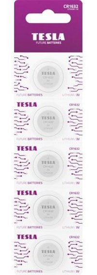 TESLA CR1632 Lityum Düğme Pil 3V-5'li Paket